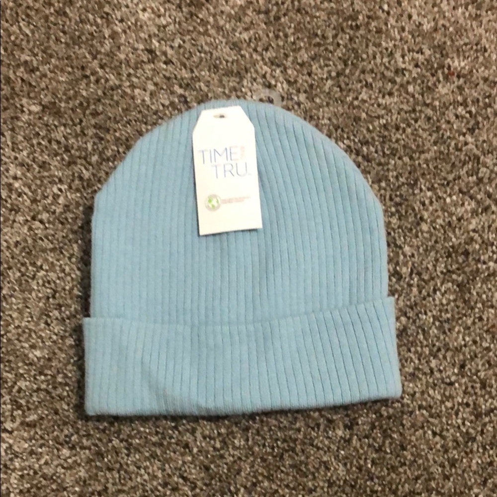 Time and Tru Light Blue Ribbed Beanie